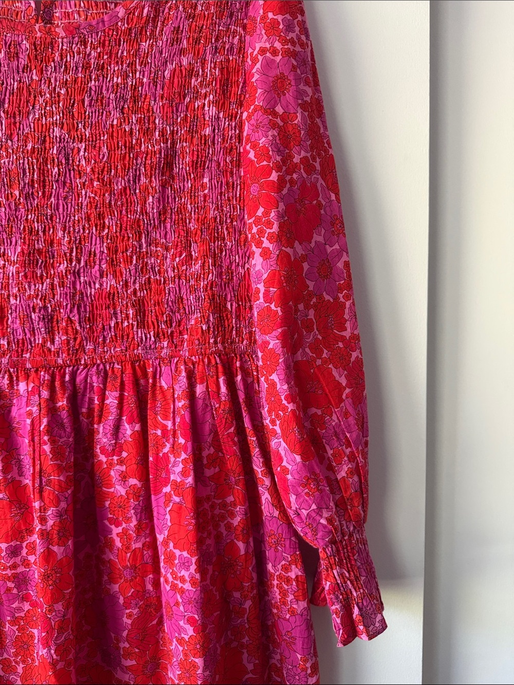PINK CITY PRINTS Tuckernuck Vintage Poppy Isabel Classic Smocked Block Dress D01 - Picture 4 of 7